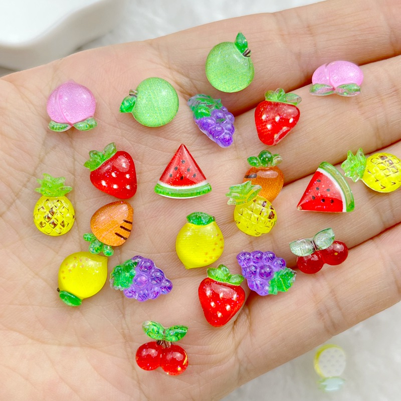 Nail Art Glossy - 50 Stück Harz bunte Glitzer Apfel