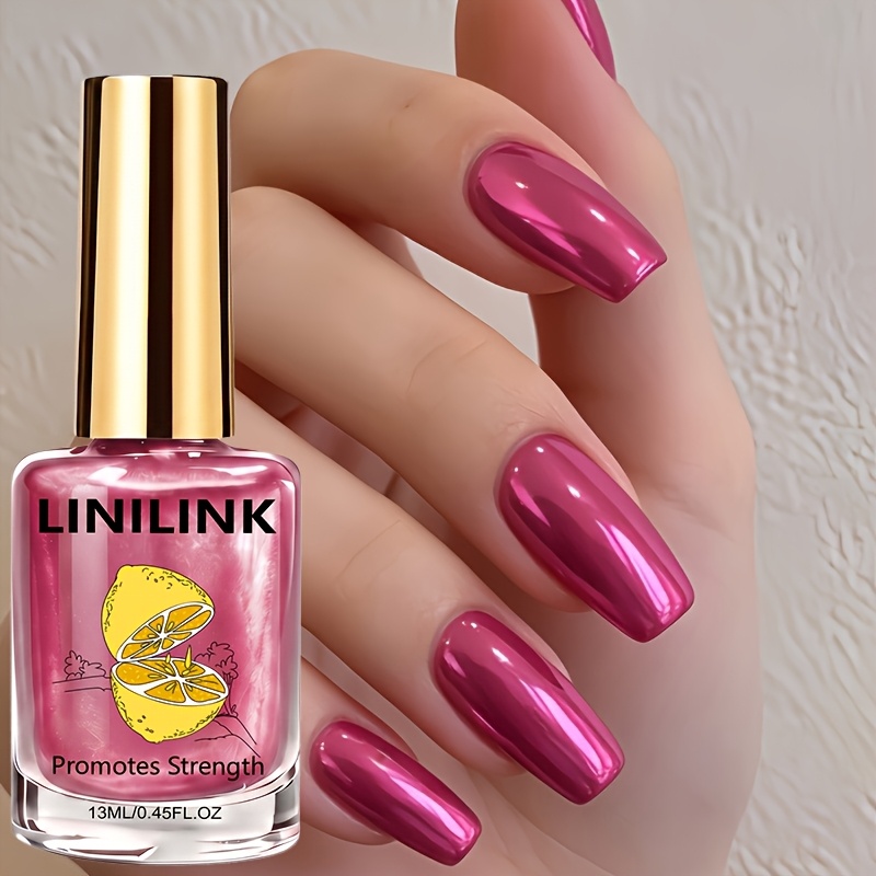 Nail Art Glossy - Mirror Raspberry Nagelhärter, Y2K-Stil, natürlich schnelltrocknend,
