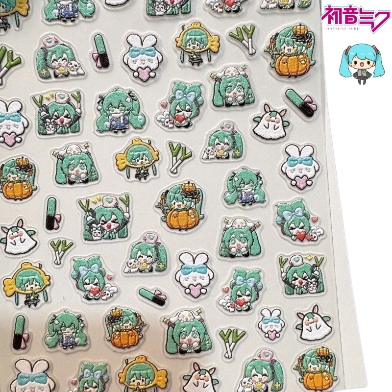 Nail Art Quotes - Niedliche Hatsune Miku-Nagelsticker, neu verarbeitete, geprägte