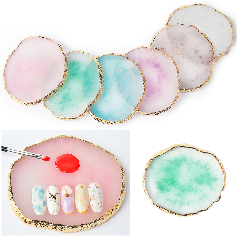 Nail Art Quotes - Harz-Achatstein Nagelkunst-Palette, Falsche Nagelspitzen, Farbmischpalette, Gel-Lack-Präsentationsständer,