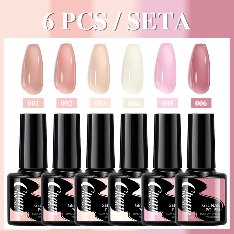6-teiliges Nude-Pink Gel-Nagel – Nail Art Glossy Bewertung und Preis