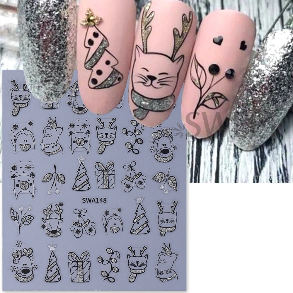 1 Stück Glänzender Cartoon-Wei – Nail Art Xmas Simple Bewertung und Preis