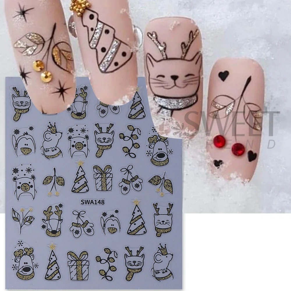 1 Stück Glänzender Cartoon-Wei – Nail Art Xmas Simple Bewertung und Preis