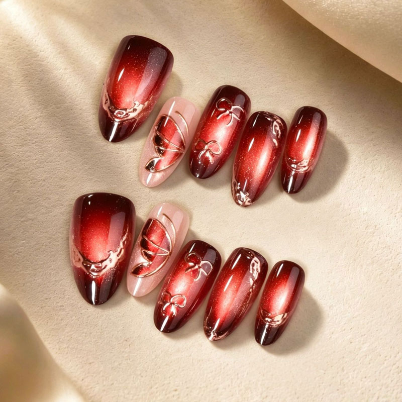 10 Stück französischer Stil, w – Nail Art Red Wine Cat Eye Bewertung und Preis
