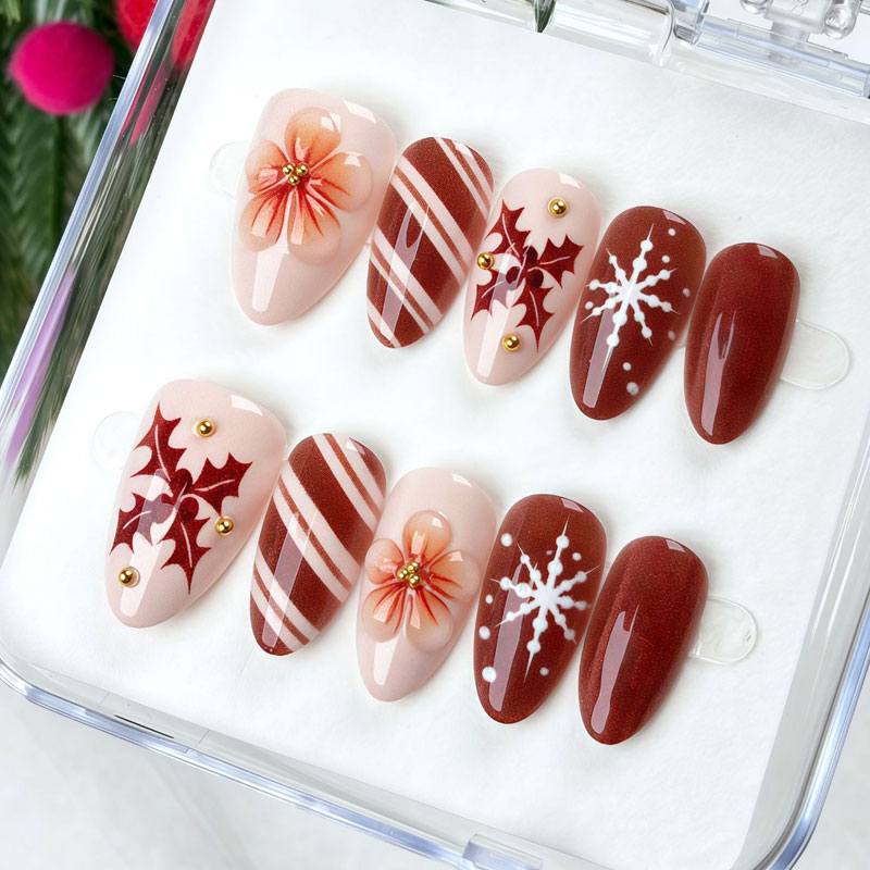 10 Stück Winter Vintage Weinro – Nail Art Red Wine Cat Eye Bewertung und Preis